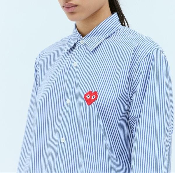 꼼* 픽셀 스트라이프 셔츠(레드와펜)수입풀