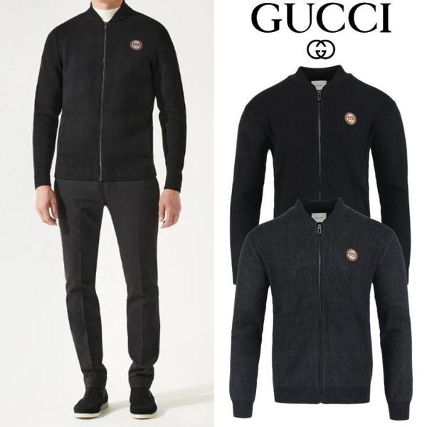 구* 골드스틸 레더 램스울 니트 집업