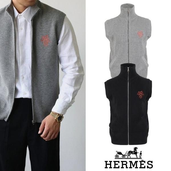 에*** H마차 자수 하이넥 니트 베스트