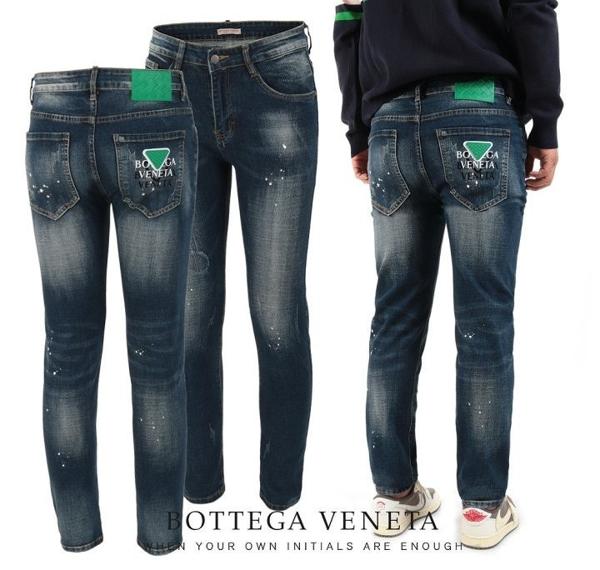 보** 가죽로고 페인트워싱 슬림진