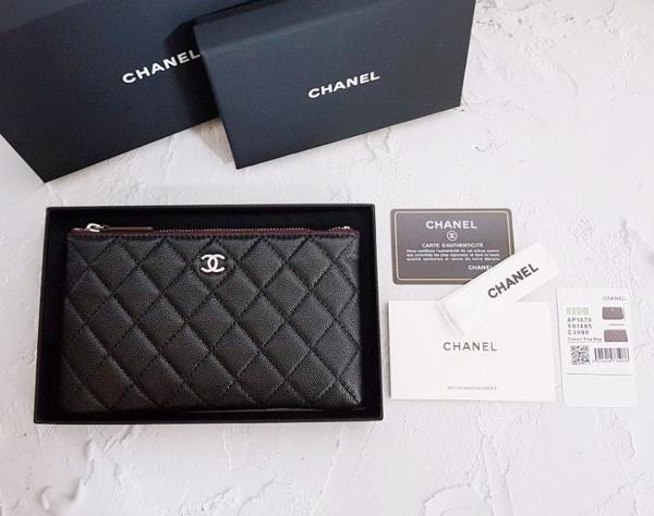 샤* 고급 박스 캐비어 파우치 클러치 은장 스몰