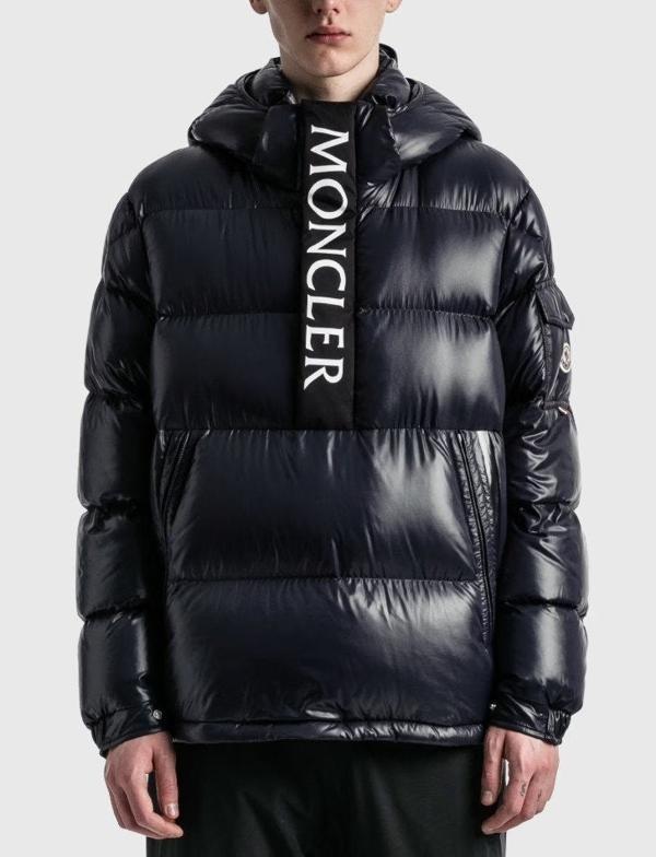 모리 로고 포포버 후드 다운 재킷