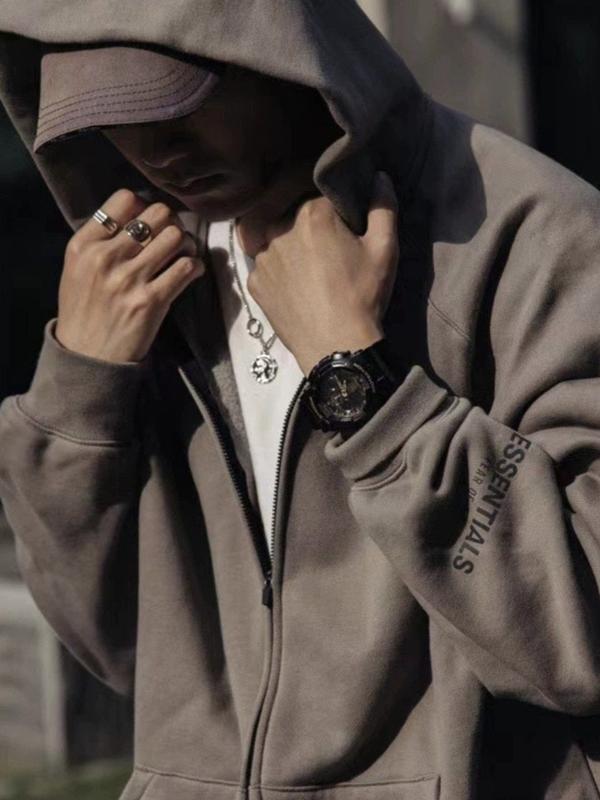 피**** 에센셜 로고 플리스 기모 후드집업수입풀(남녀공용)