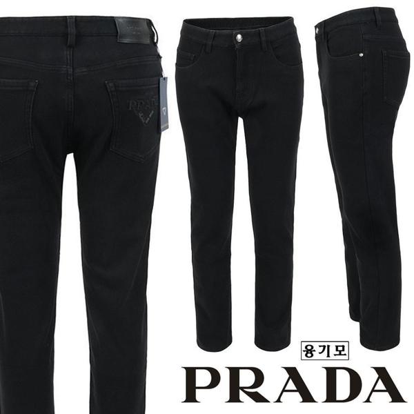 프** 블랙자수 블랙슬림 일자진 융 기모 원단