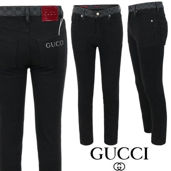 구* 레터링 로고 자가드 블랙 슬림 일자진