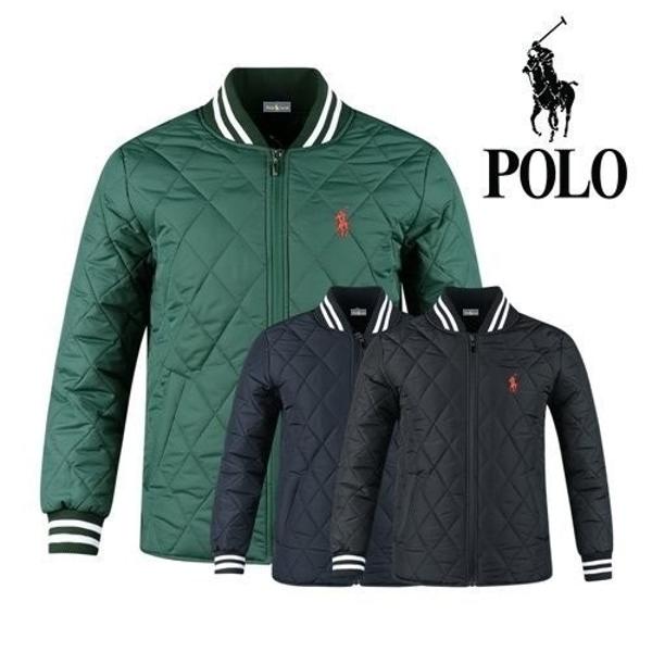 폴* 자수 로고 블루종 누빔 패딩 점퍼