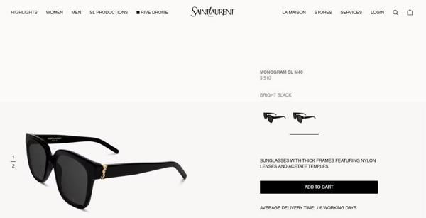 생** 모노그램 SL M40F 001 블랙 차은우 선글라스 골드