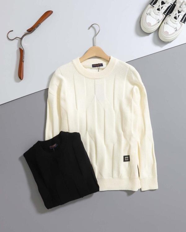 루* 엠보 패턴 라운드 니트