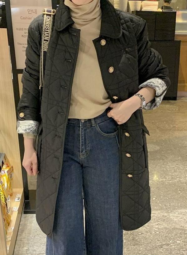 디* CD 퀼팅 패턴 롱자켓