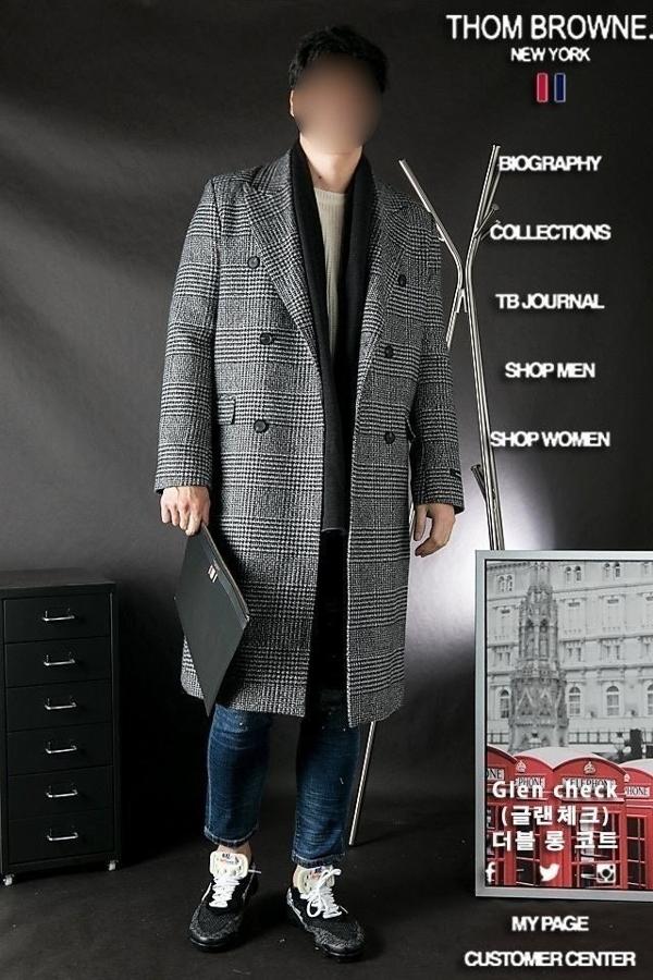 톰* Glen Check 더블 롱 코트 (글렌 체크 더블 롱코트)