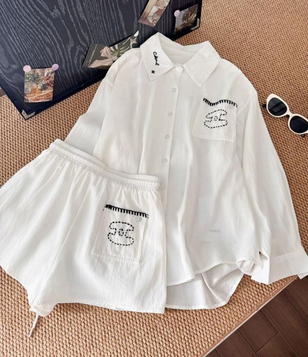 샤* 25 자수 텐셀 린넨 셔츠  팬츠 세트  수입