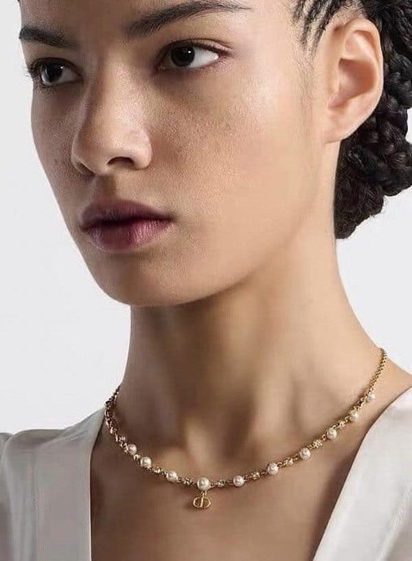 디* 진주 스톤 목걸이