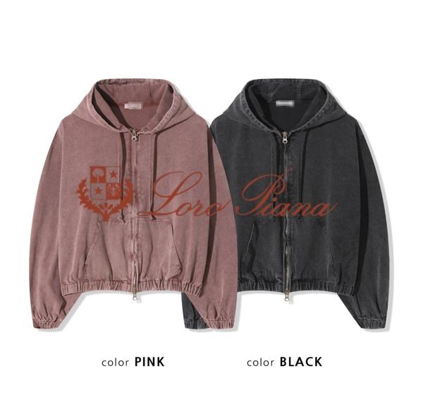 로* 피아나 유니섹스 피그먼트 크롭 후디자켓