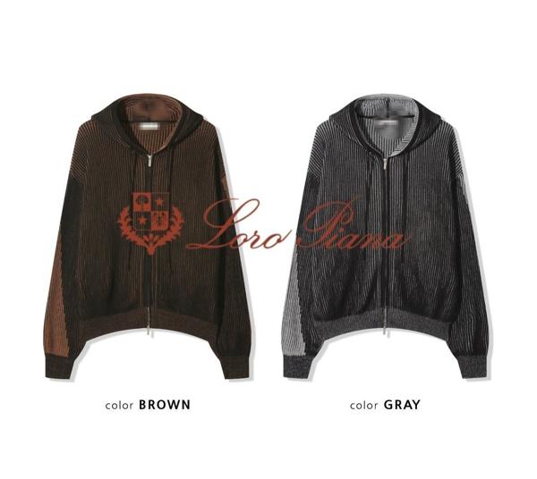 로* 피아나 유니섹스배색 후디 니트 자켓