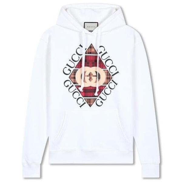 구* 체크 후드 스웨트 후드티