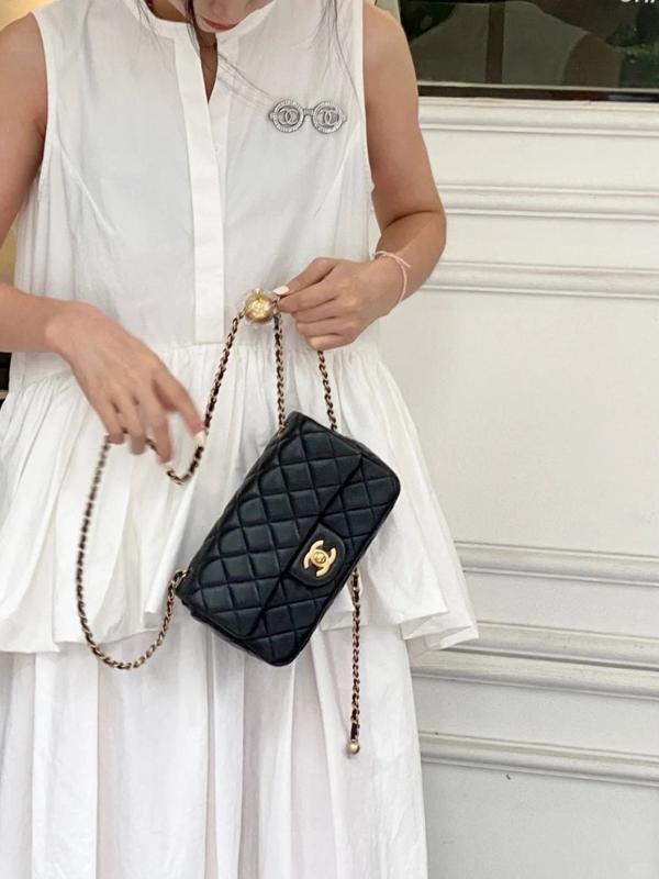 샤* 고급 뉴미니 골드볼 램스킨 블랙