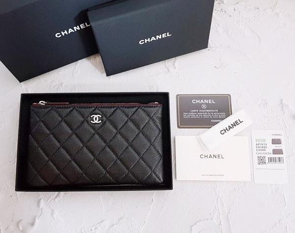 샤* 고급 박스 캐비어 파우치 클러치 은장 스몰