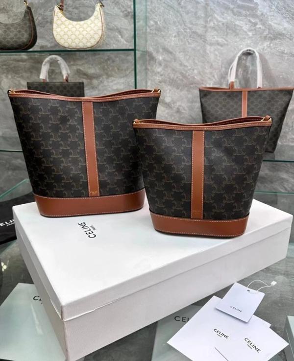 셀** 트리옹프 캔버스&카프스킨 버킷백