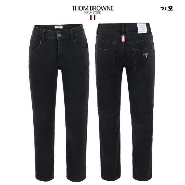 톰* 융기모 올블랙 히든밴딩 슬림팬츠