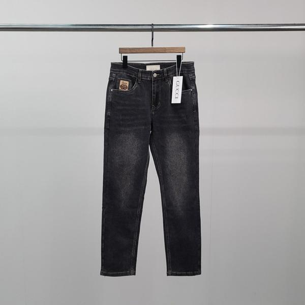 구* 포켓 로고자수 흑 청바지