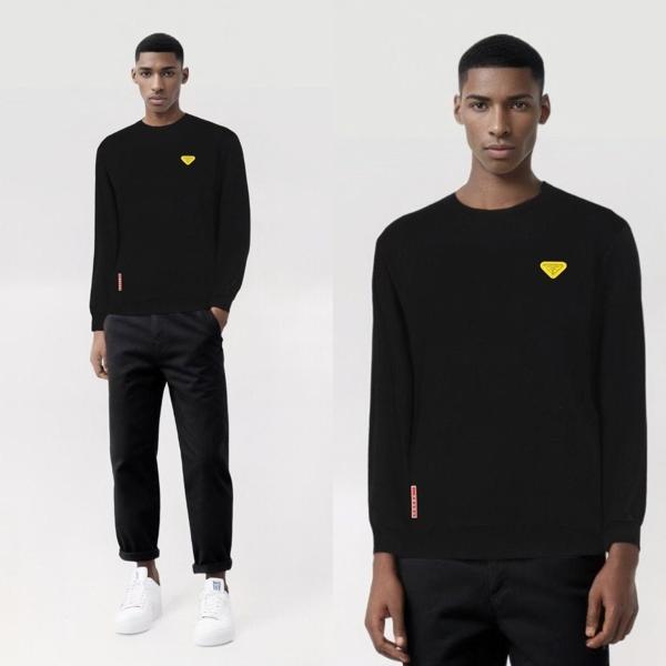 프** 옐로우 와펜 기모 맨투맨