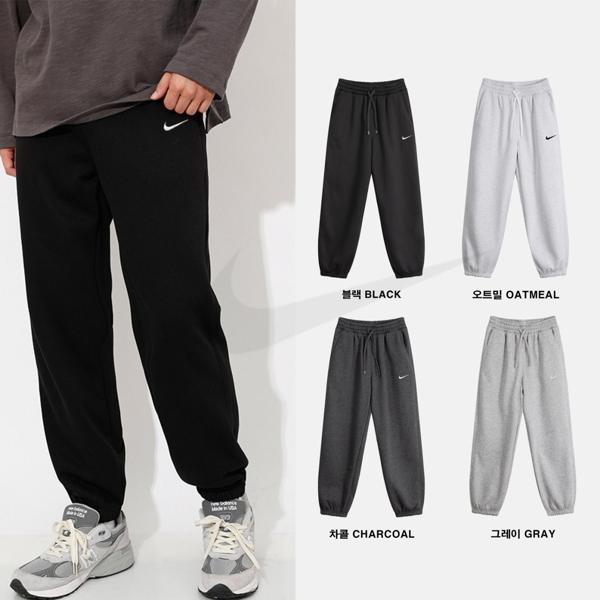 나** 자수 로고 보아털 조거 팬츠