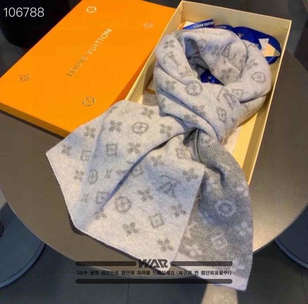 루* 모노그램 하프패턴 그레이 머플러