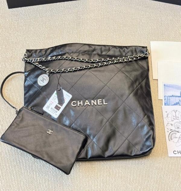 샤* 22백 유광 카프스킨 실버 메탈 블랙