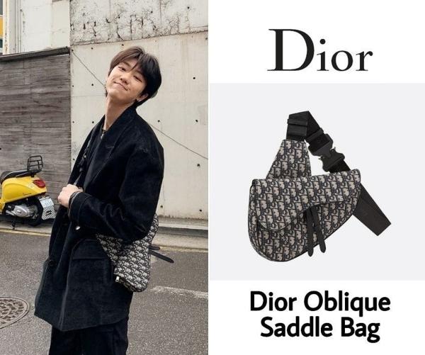 디* 새들백 베이지  블랙 오블리크 자카드