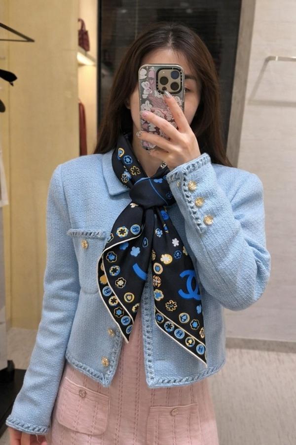 샤* 플라워 실크 스카프