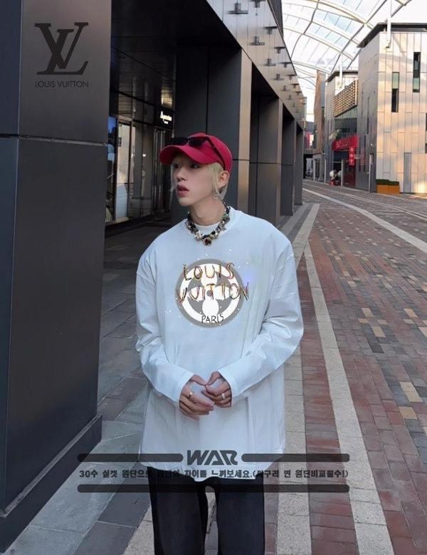 루* 패턴 빈티지 레터링 디자인 밍크양기모 티셔츠