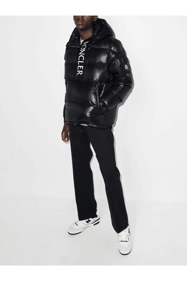 모리 로고 포포버 후드 다운 재킷