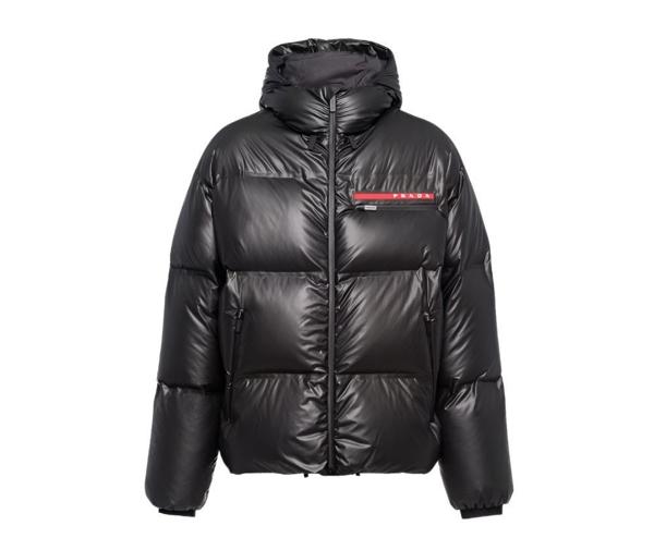 프** 레드로고패치 숏다운 패딩