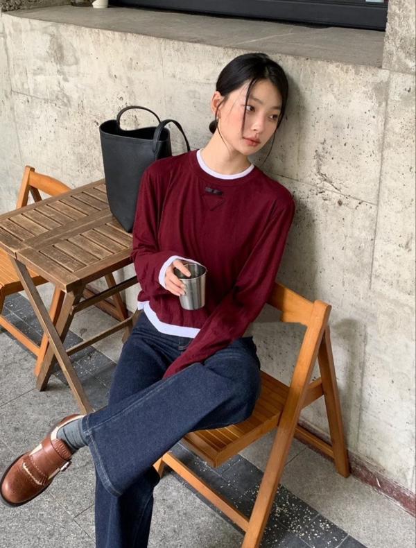 프** 25 삼각 로고 레이어드 롱슬리브  수입