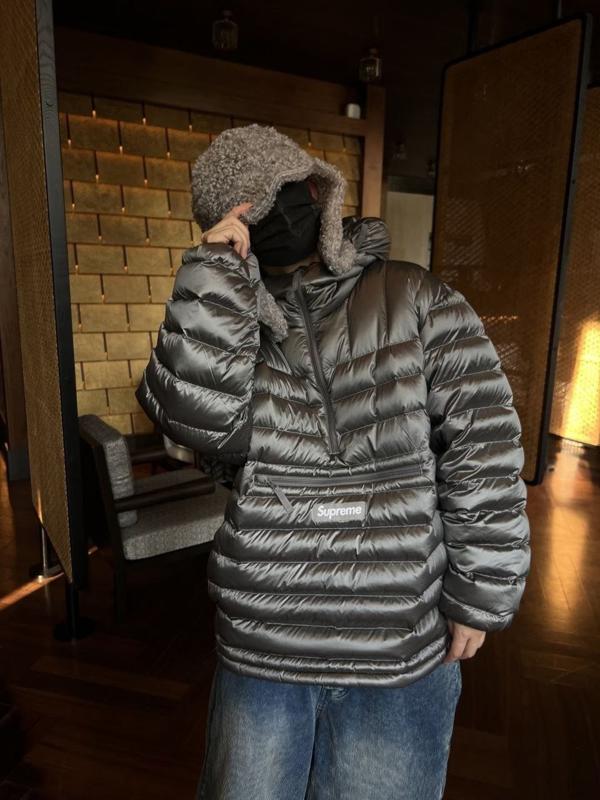 슈** WEEK6 마이크로다운 하프 집업 후드 풀오버 아노락  수입