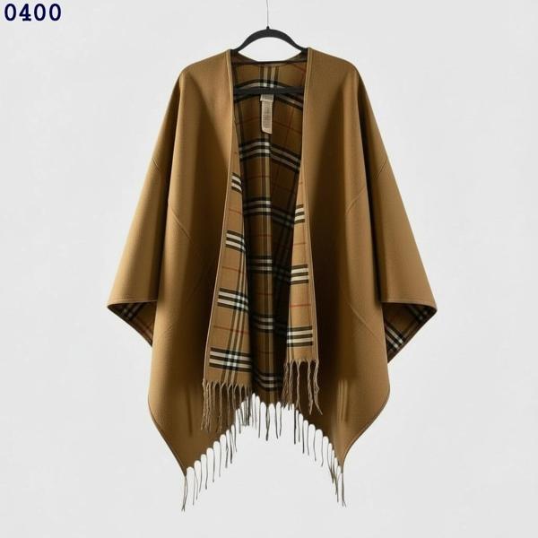 버** 체크 울 리버시블 캐시미어 케이프