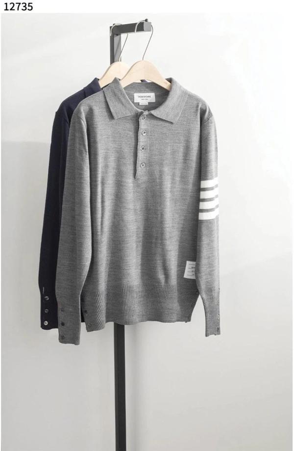 톰* 남성 파인 메리노 4바 카라 니트 셔츠