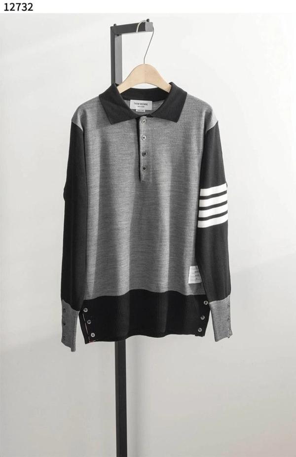 톰* 4버튼 긴팔 니트 카라티