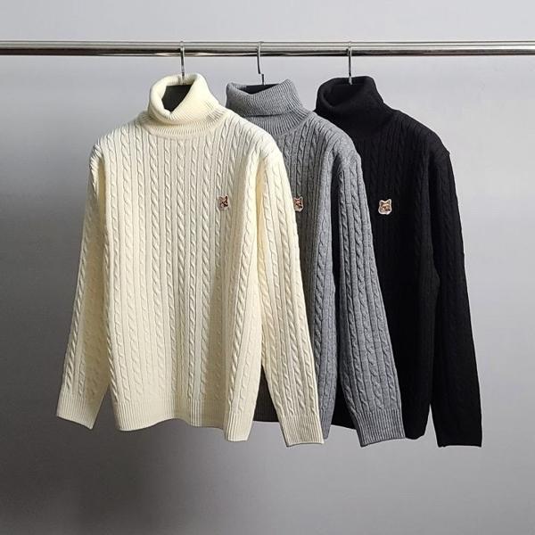 메* 키츠네 폭스헤드 케이블 터틀넥 니트