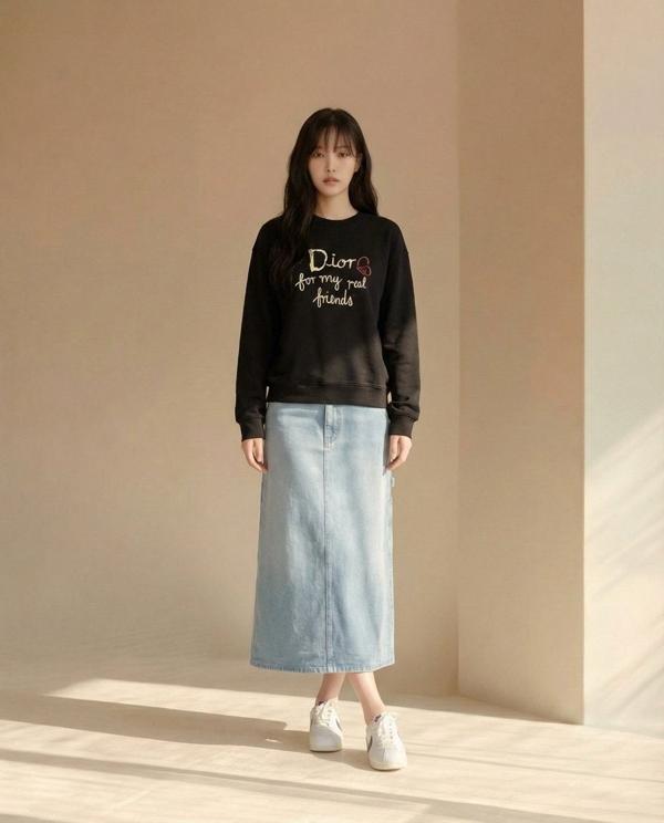 디* 2026 신상 3D 레터 프린트 커플 크루넥 맨투맨