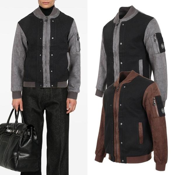 필* 스틸 니트 레이어드 자켓