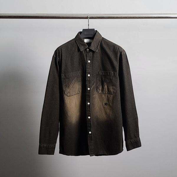 셀** 로고자수 워싱 오버 데님 셔츠