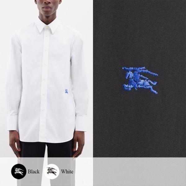 버** 웨이스트 기마 자수 코튼 셔츠