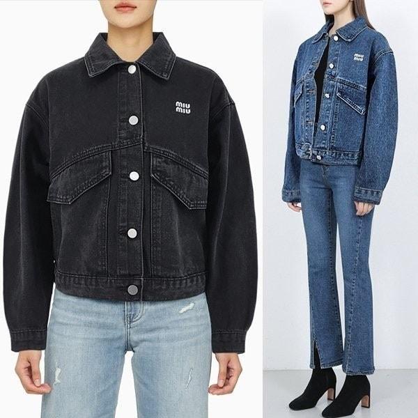 미*** 영문로고 데님자켓