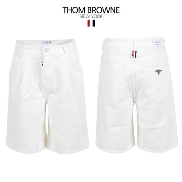 톰* 화이트 핀턱 벌룬 6부 버뮤다 팬츠