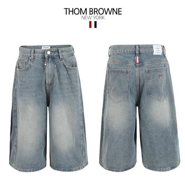 톰* 연청 8부 사이드핀턱 버뮤다 팬츠