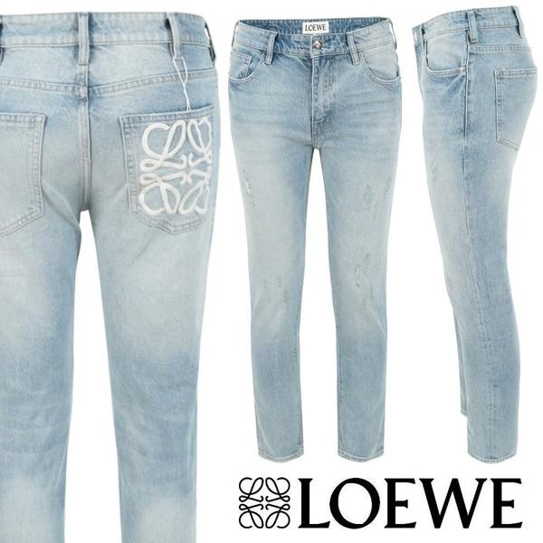 로** 화이트 아나그램 연청 슬림 일자진