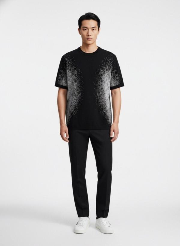 루* 그라데이션 패턴 반팔 니트