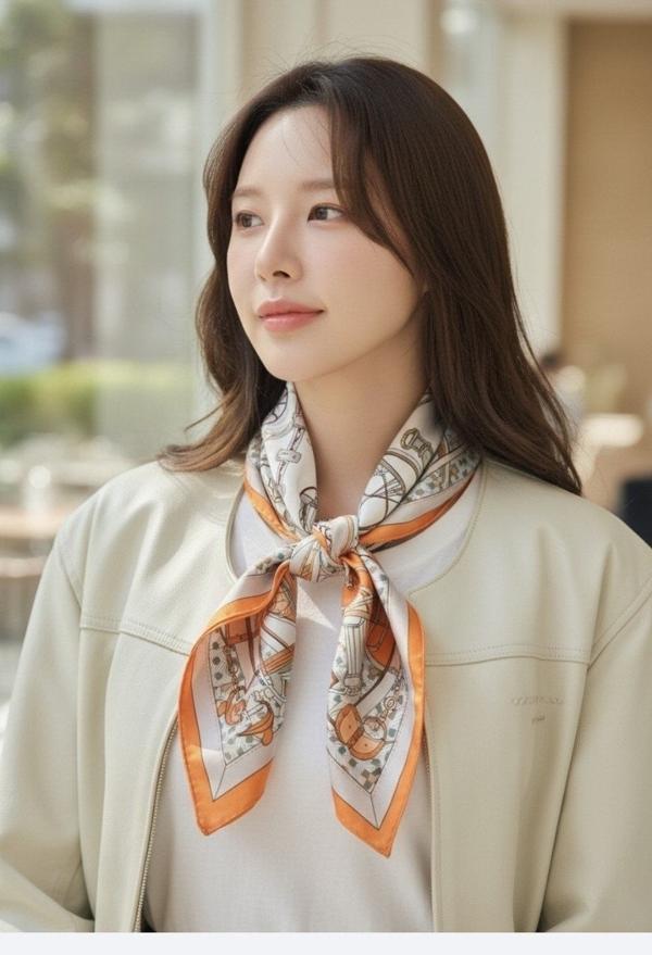 에*** 캐리지 오렌지 스카프
