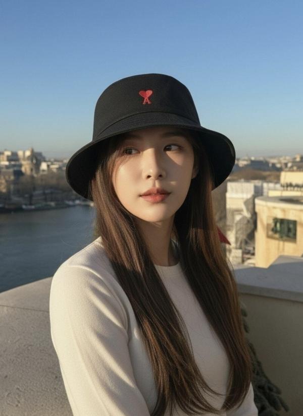 아* A 하트자수 버킷햇